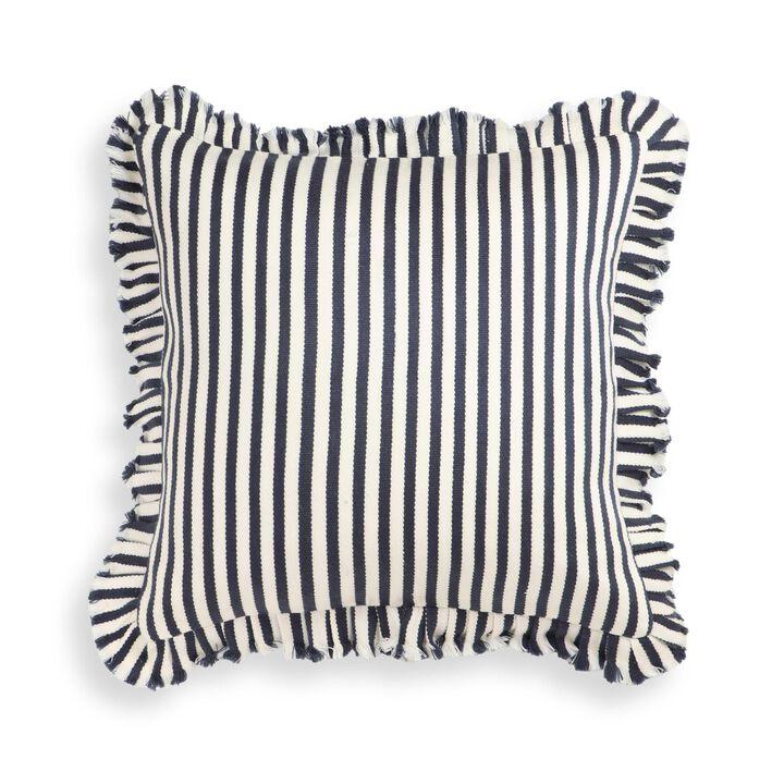 Alessia Taupe Striped Ruffle 20" Square Accent Pillow