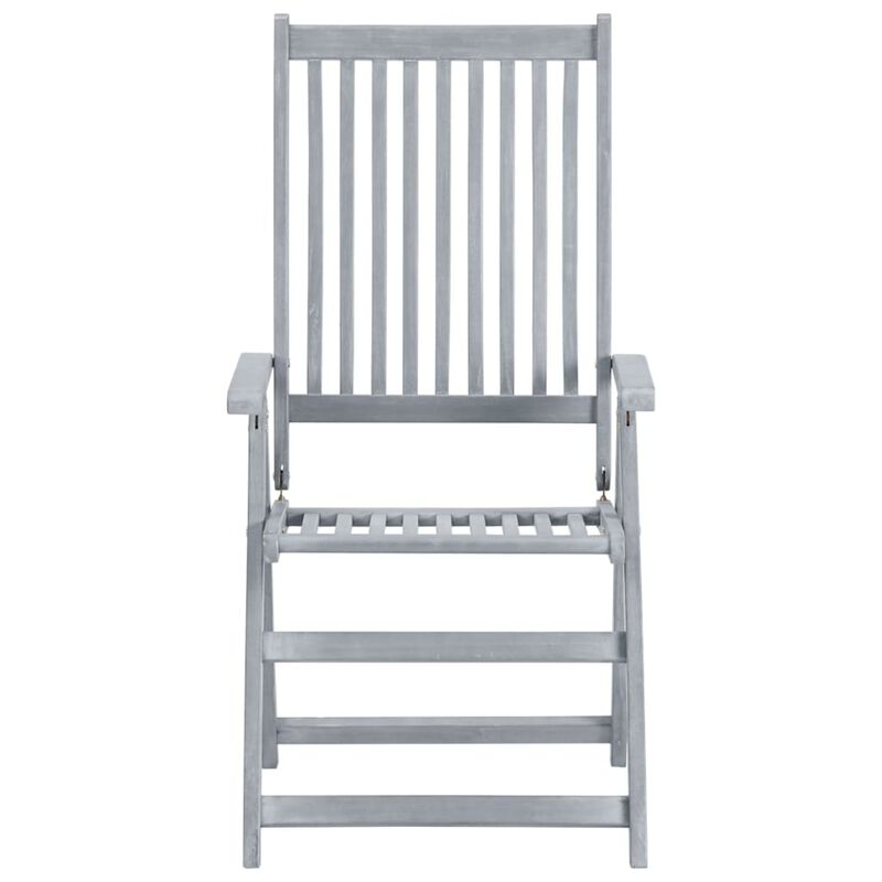 vidaXL Garden Reclining Chairs 2 pcs Gray Solid Acacia Wood