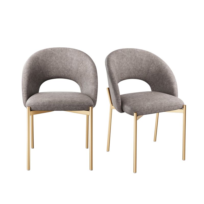 PU Dining Side Chair with Metal Legs,  for Dining Room, Bedroom, Living Room, Study Room, Office Area (Set of 2)