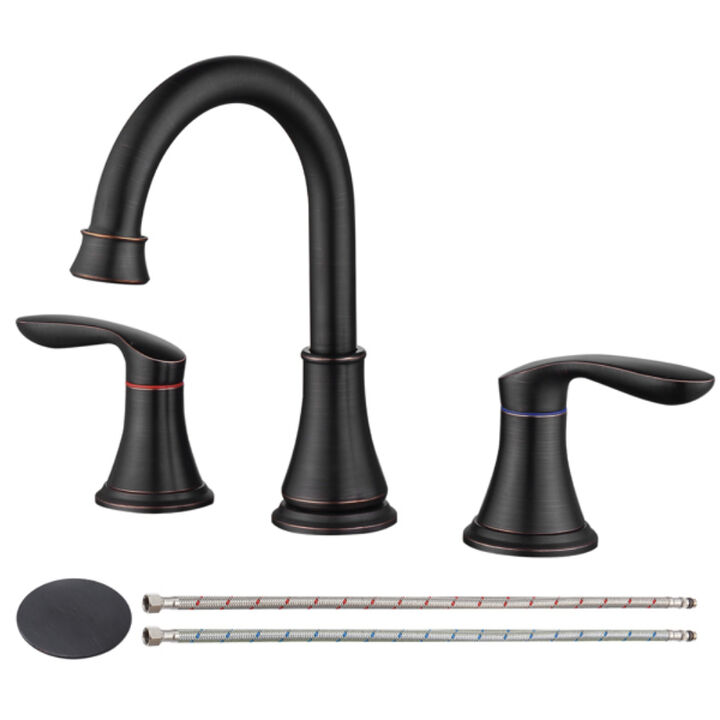 Widespread Oil-Rubbed Bronze Bathroom Faucet with 2 Handles for Stylish Vanity Sink