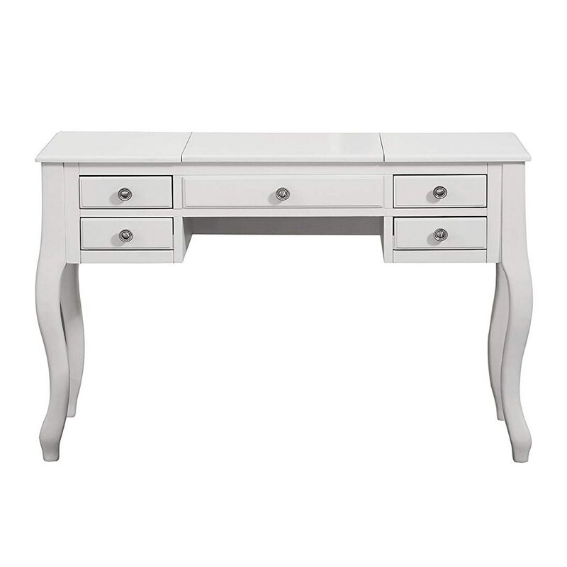 Cherub Vanity Set Featuring Stool And Mirror White-Benzara