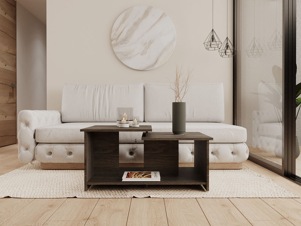 DEPOT E-SHOP Leanna 3 Coffee Table, Lower Open Shelf, Black