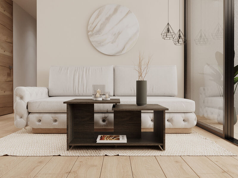 DEPOT E-SHOP Leanna 3 Coffee Table, Lower Open Shelf, Black