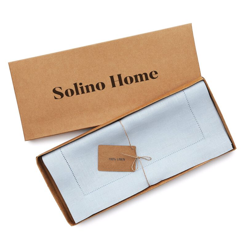 Solino Home 100% Pure Linen Table Runner | Classic Hemstitch for Thanksgiving, Christmas
