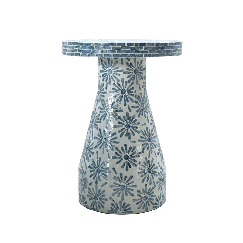 Halio Cream & Blue Checkered Shell Side Table