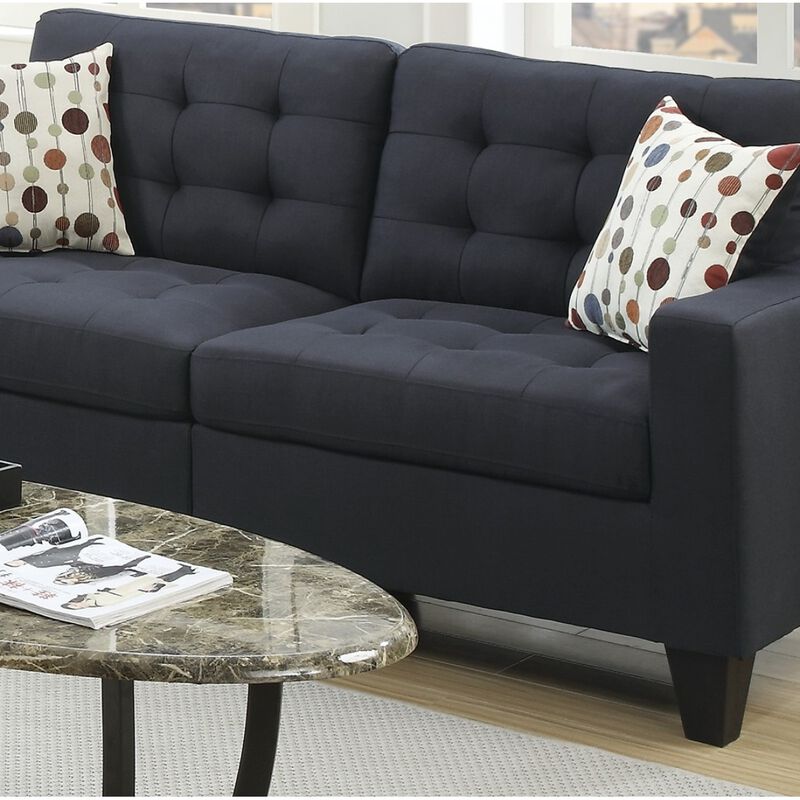 Living Room Furniture 2 Piece Sofa Set Polyfiber Tufted Sofa Loveseat W Pillows Cushion