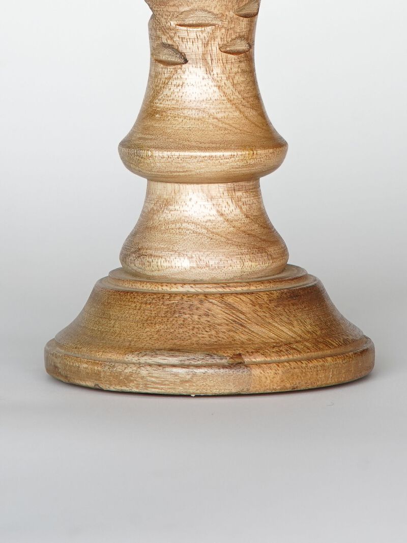 Traditional Wallnut Eco-friendly Handmade Mango Wood Set Of Three 6",9" & 12" Pillar Candle Holder