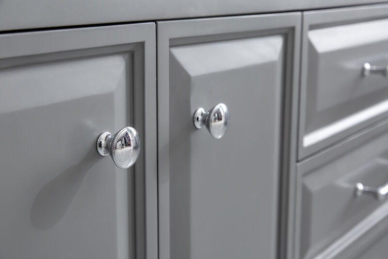 Palace 72 In. Double Sink Carrara Quartz Countertop Bath Vanity in Cashmere Grey with Chrome Hardware and Rectangular Pivot Mirrors