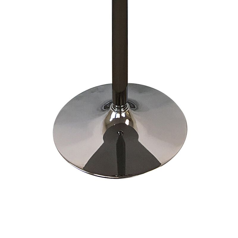 Mari 36 Inch Dining Table, Smooth White Round Top and Stainless Steel Base - Benzara