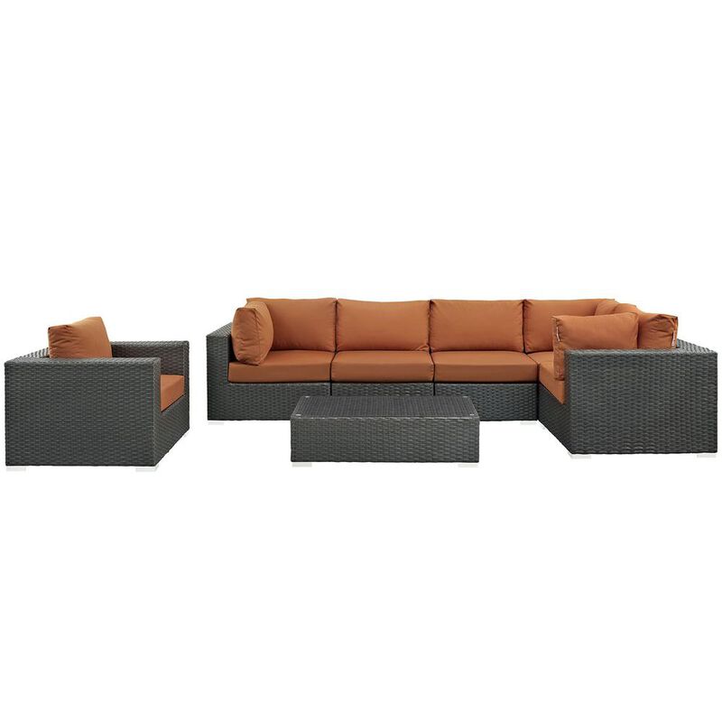 Sojourn 7 Piece Outdoor Patio Sunbrella Sectional Set - Canvas Tuscan