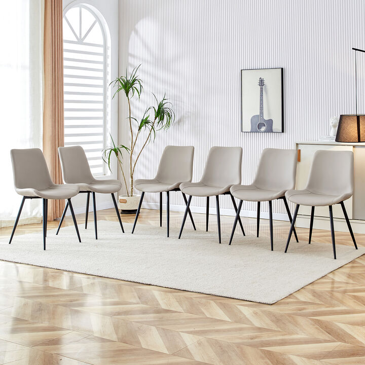 Chic and Comfortable Light Gray Dining Chair with Black Metal Legs