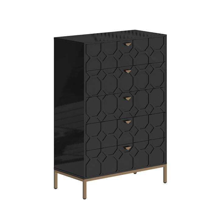 49.2 in. H Freestanding Storage Cabinet Green 5 Drawer Accent Cabinet