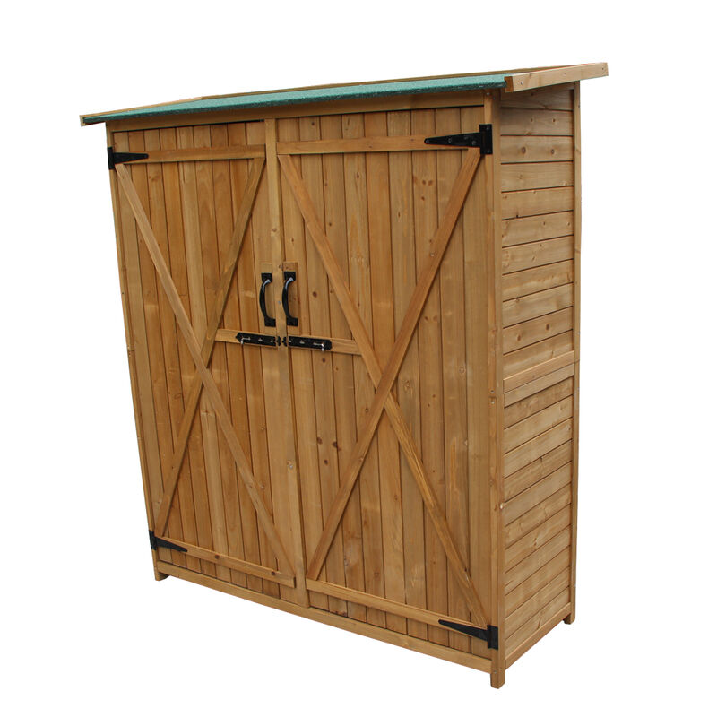 Weather-Resistant Fir Wood Shed, Compact Storage Cabinet for Backyard & Patio