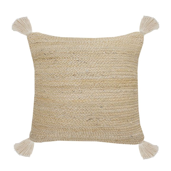20" Brown and White Solid Square Throw Pillow