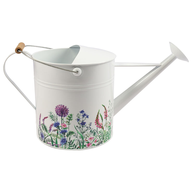 Metal Water Can with Purple Flowers