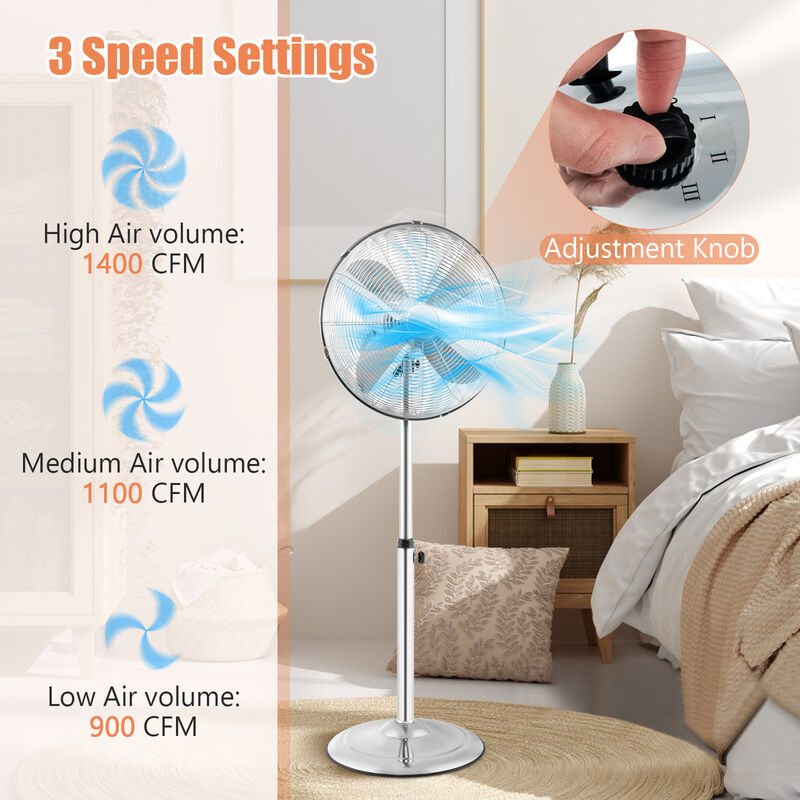 Pedestal Standing Fan Oscillating Pedestal Fan with 3 Speeds and Adjustable Height