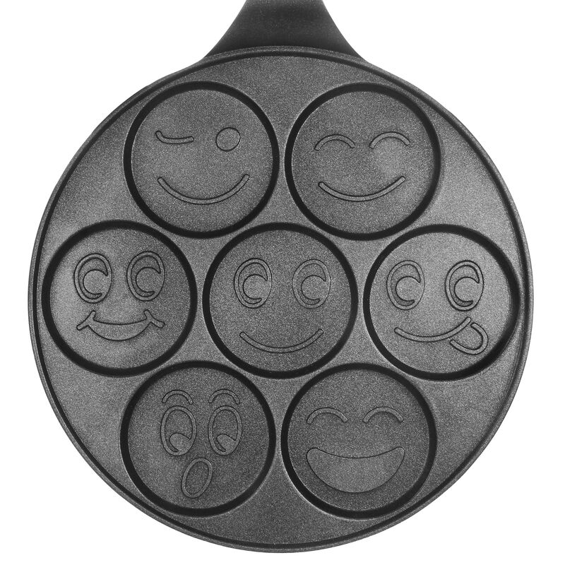 MegaChef Happy Face Emoji 10.5 Inch  Aluminum Nonstick Pancake Maker Pan with Cool Touch Handle