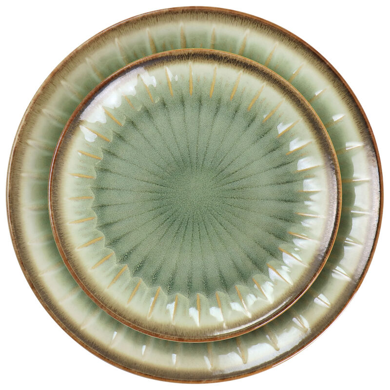 Gibson Elite Mayfair Bay 12 Piece Stoneware Dinnerware Set in Green