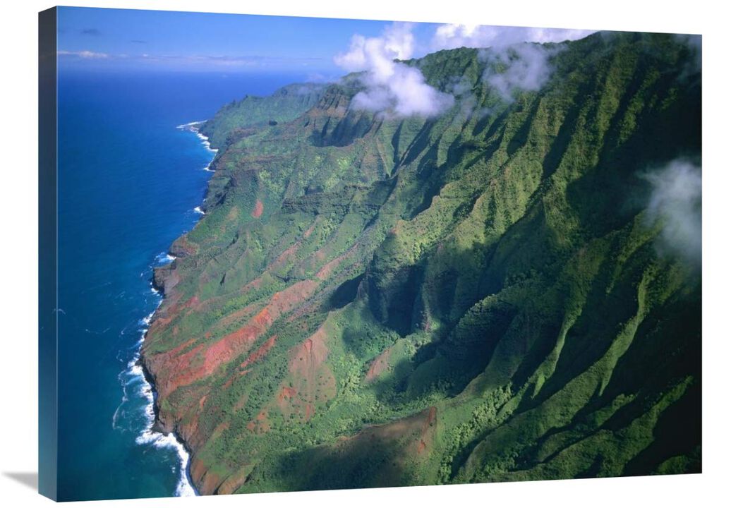 Rugged cliffs along Na Pali Coast State Park, Kauai, Hawaii-Canvas Art-32x24