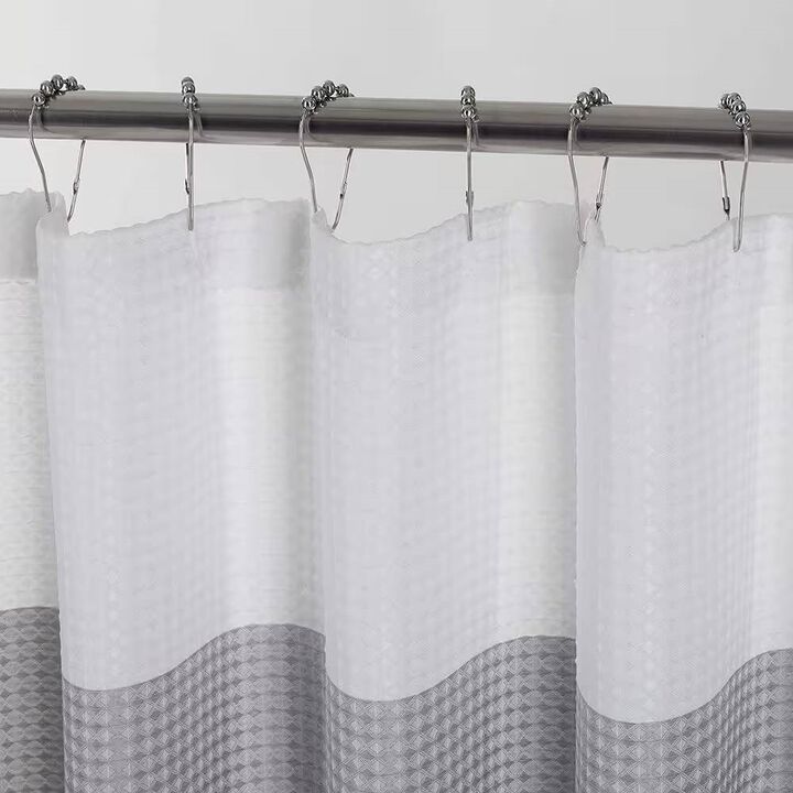 Classic Striped Polyester Shower Curtain – Thick, Textured Fabric for a Spa-Like Bathroom