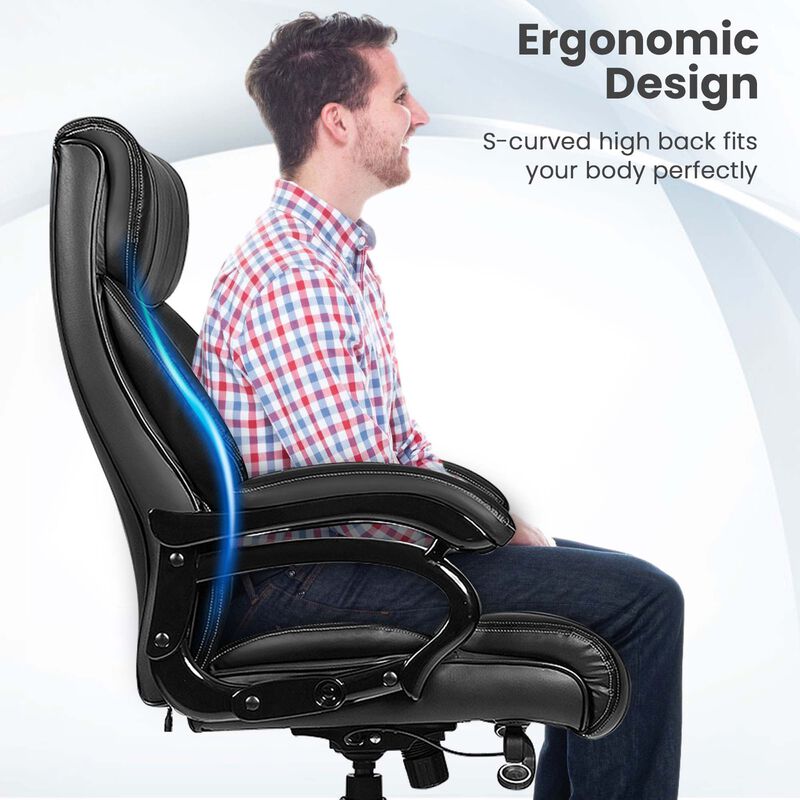 Costway Big and Tall Office Chair 500lbs with 6-Point Massage Wide Seat & Padded Armrests