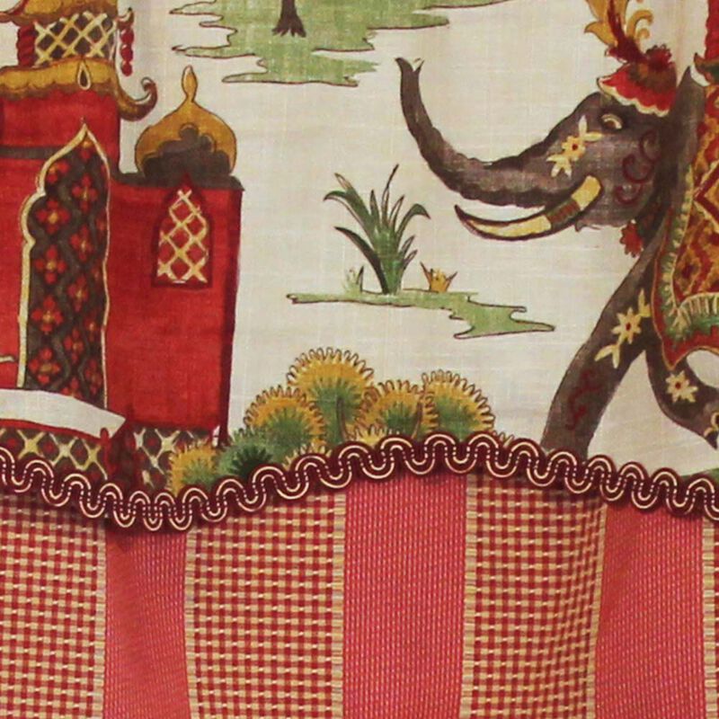 RLF Home Madhubala Glory Pattern "A " Elephant in Center Window Treatment Valance 3" Rod Pocket 50" x 16" Spice Red