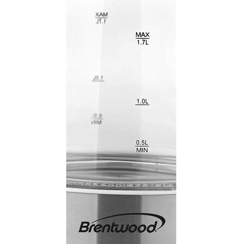Brentwood 1.7L Tempered Glass Tea Kettle in White