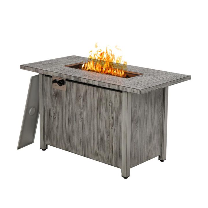 Hivvago 43 Inch 50 000 BTU Propane Fire Pit Table with Removable Lid-Gray