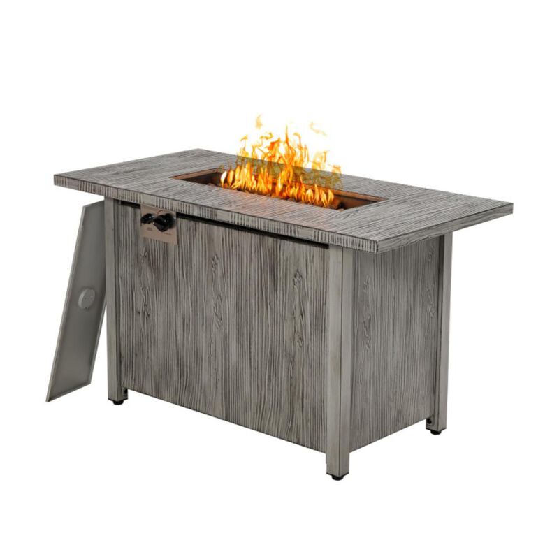 Hivvago 43 Inch 50 000 BTU Propane Fire Pit Table with Removable Lid-Gray