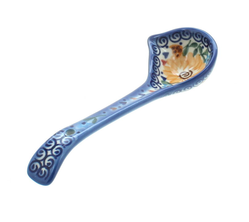Blue Rose Polish Pottery Garden Butterfly Gravy Ladle
