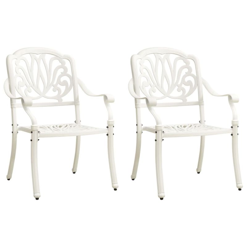 vidaXL 3 Piece Bistro Set Cast Aluminum White