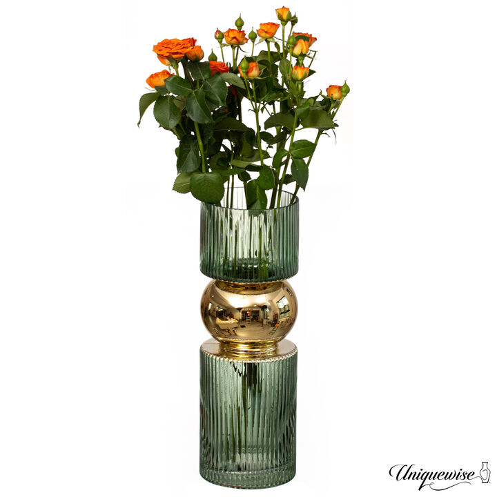 14-Inch Decorative Green Tall Glass Vase