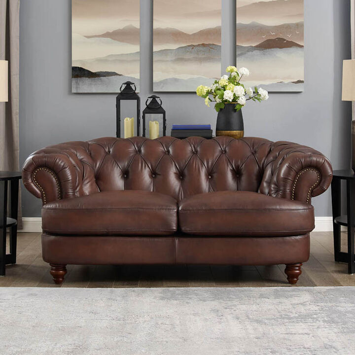 Newport Top Grain Leather Loveseat