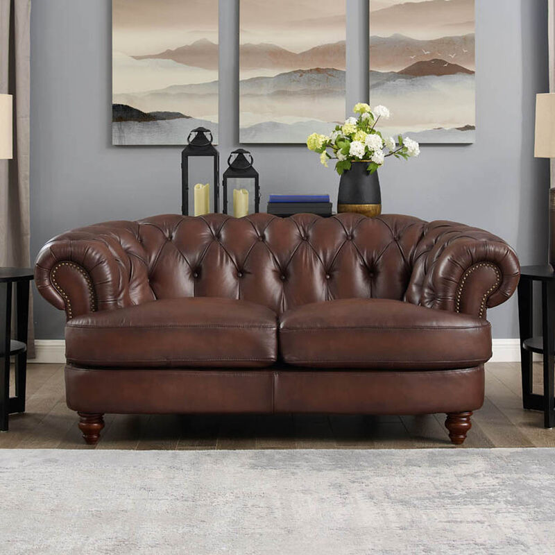 Newport Top Grain Leather Loveseat