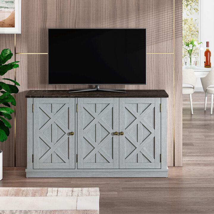 FESTIVO 48 in. Rustic Natural Wood TV Stand - Up to 55 in. TVs