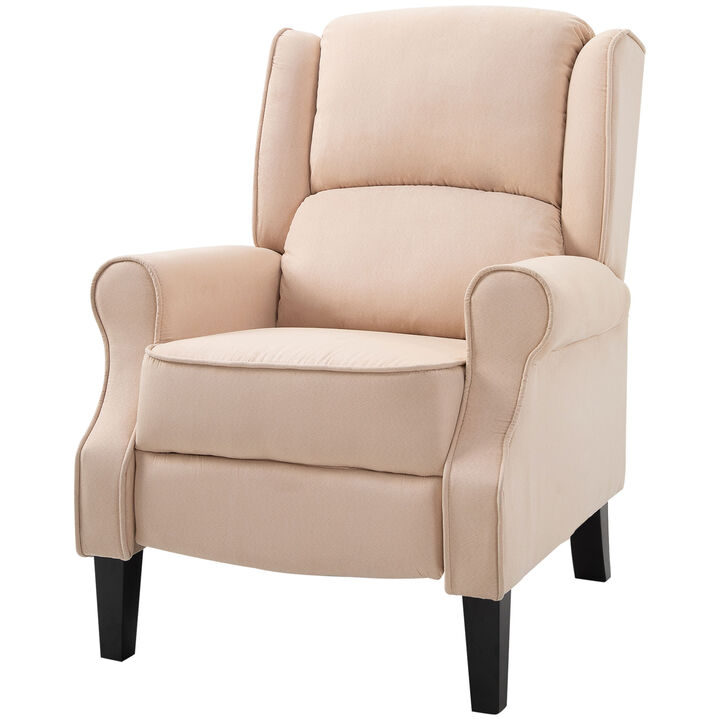 HOMCOM Vibrating Massage Recliner Chair for Living Room, Reclining Wingback Single Sofa with Heat, Faux Suede Push Back Accent Chair with Footrest, Side Pocket, Cream White