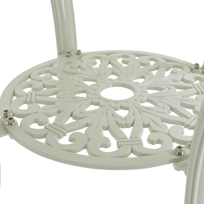 Mondawe Durable Cast Aluminum Round Patio Dining Table with Umbrella Hole