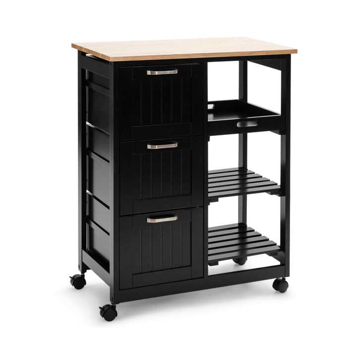 Rolling Kitchen Island Utility Storage Cart with 3 Large Drawers
