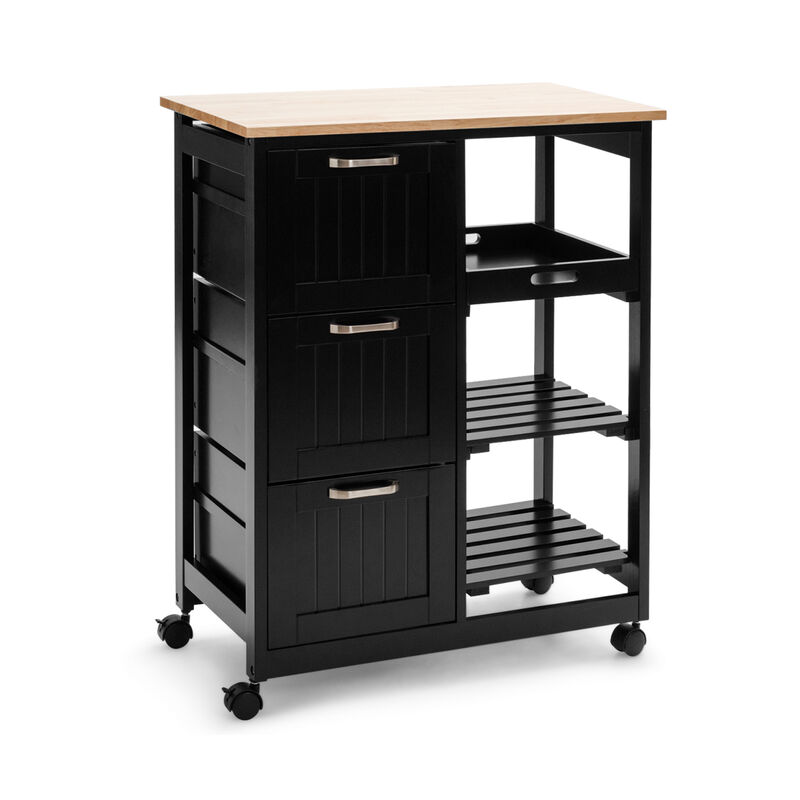 Rolling Kitchen Island Utility Storage Cart with 3 Large Drawers