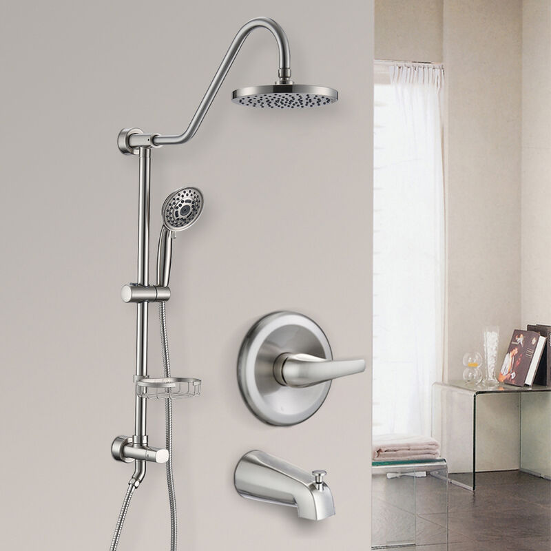 8" Rain Shower Head with Handheld System and Tub Spout