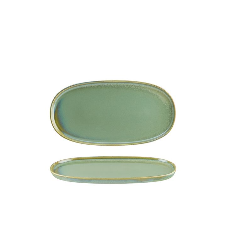 Sage 12" x 6.25" x h:0.75" Oval Green Porcelain Platter
