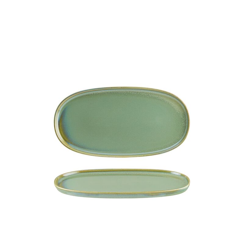 Sage 12" x 6.25" x h:0.75" Oval Green Porcelain Platter