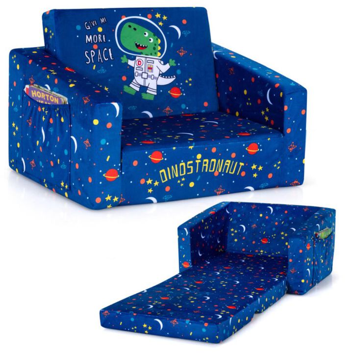 Hivvago 2-in-1 Convertible Kids Sofa with Velvet Fabric