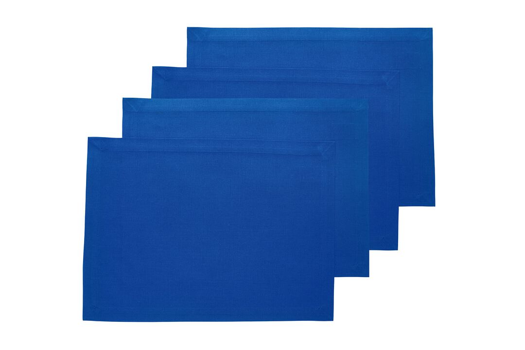 Solino Home 100% Pure Linen Placemats 14 x 19 Inch Set of 4 |Dru - Cotton Linen Plain