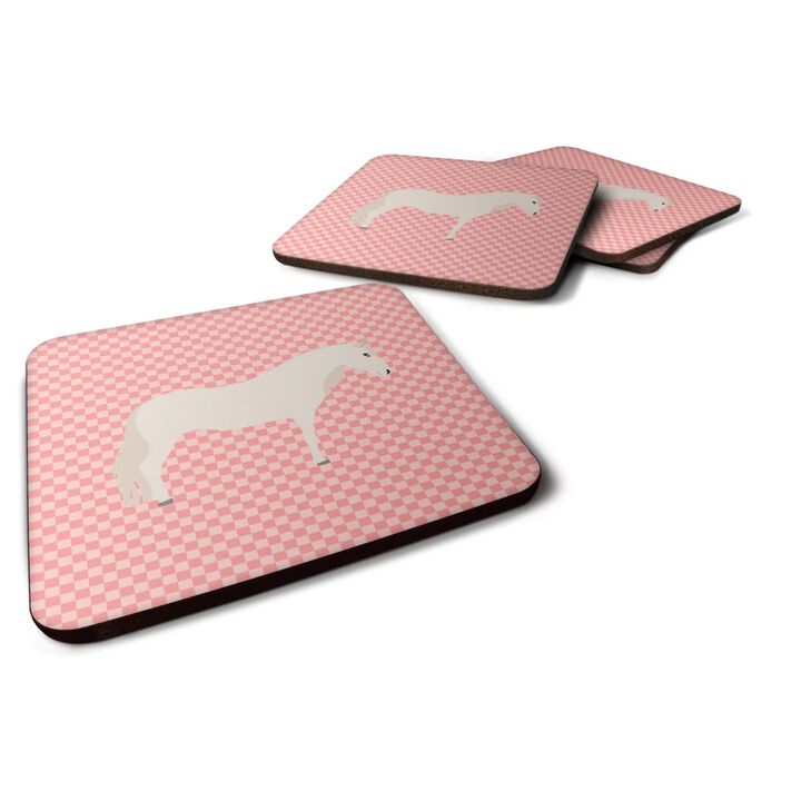 Caroline's Treasures Paso Fino Horse Pink Check Decorative coasters, 3.5, Multicolor