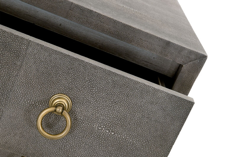 Gray Shagreen 3-Drawer Nightstand