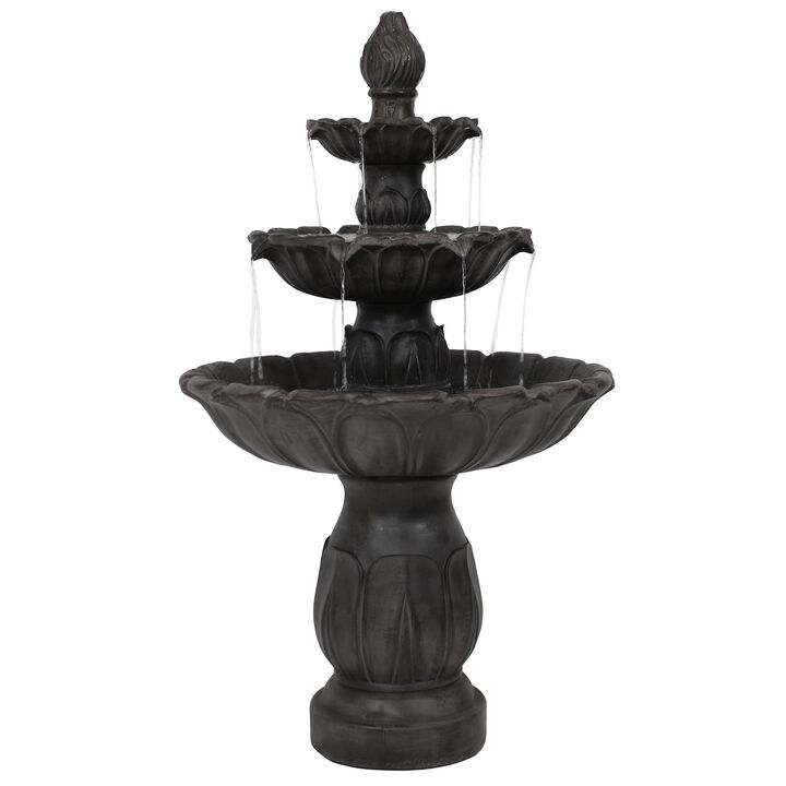 Sunnydaze Classic Tulip Polystone Outdoor 3-Tier Fountain