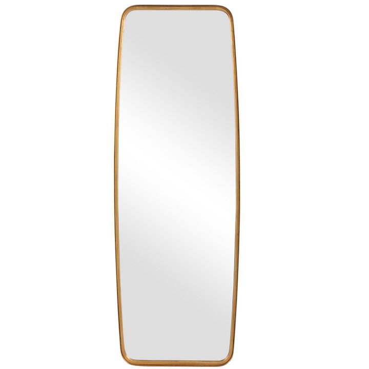 60 Inch Full Length Metal Frame Contemporary Mirror, Gold - Benzara