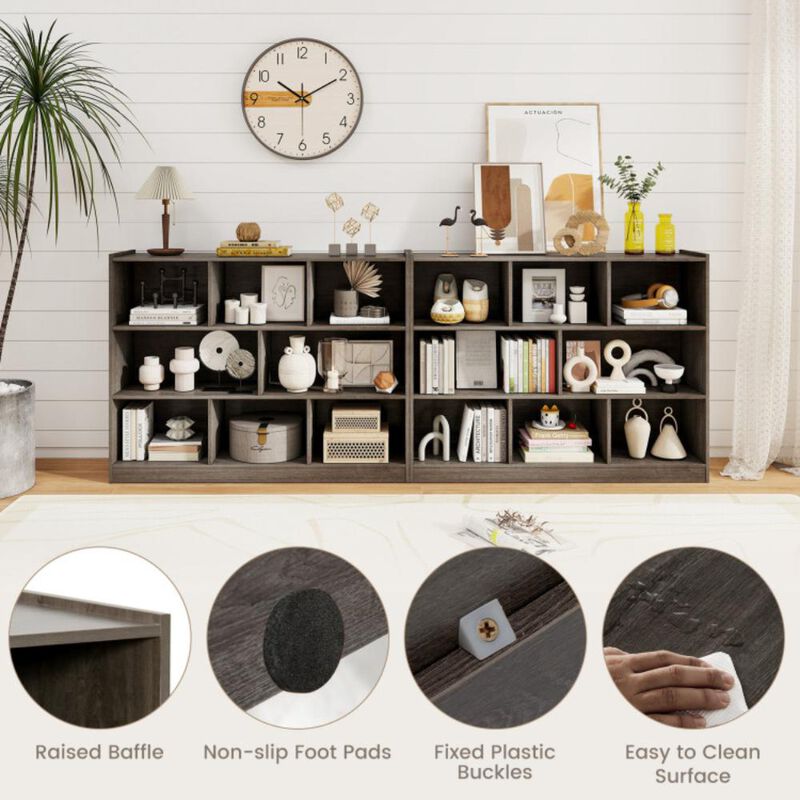 Hivvago 3-Tier Open Bookcase 8-Cube Floor Standing Storage Shelves Display Cabinet