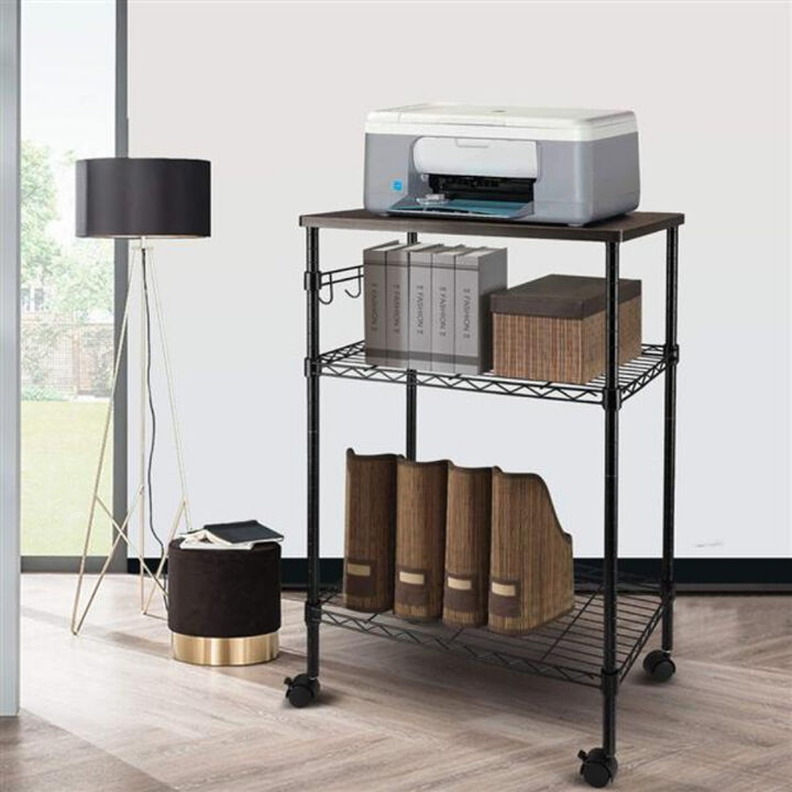 3-Tier Kitchen Utility Cart with Wheels, Mobile Storage Organizer